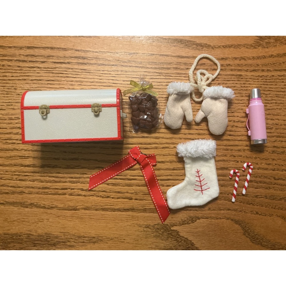 18" Doll Holiday Cookies Trunk Accessories Mittens Stocking Set